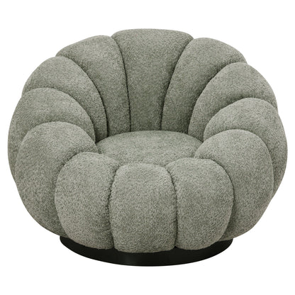 SET SWIVELLING ARMCHAIR WITH ROUND STOOL GRYMM HM10928.05 PISTACHIO GREEN BOUCLE FABRIC