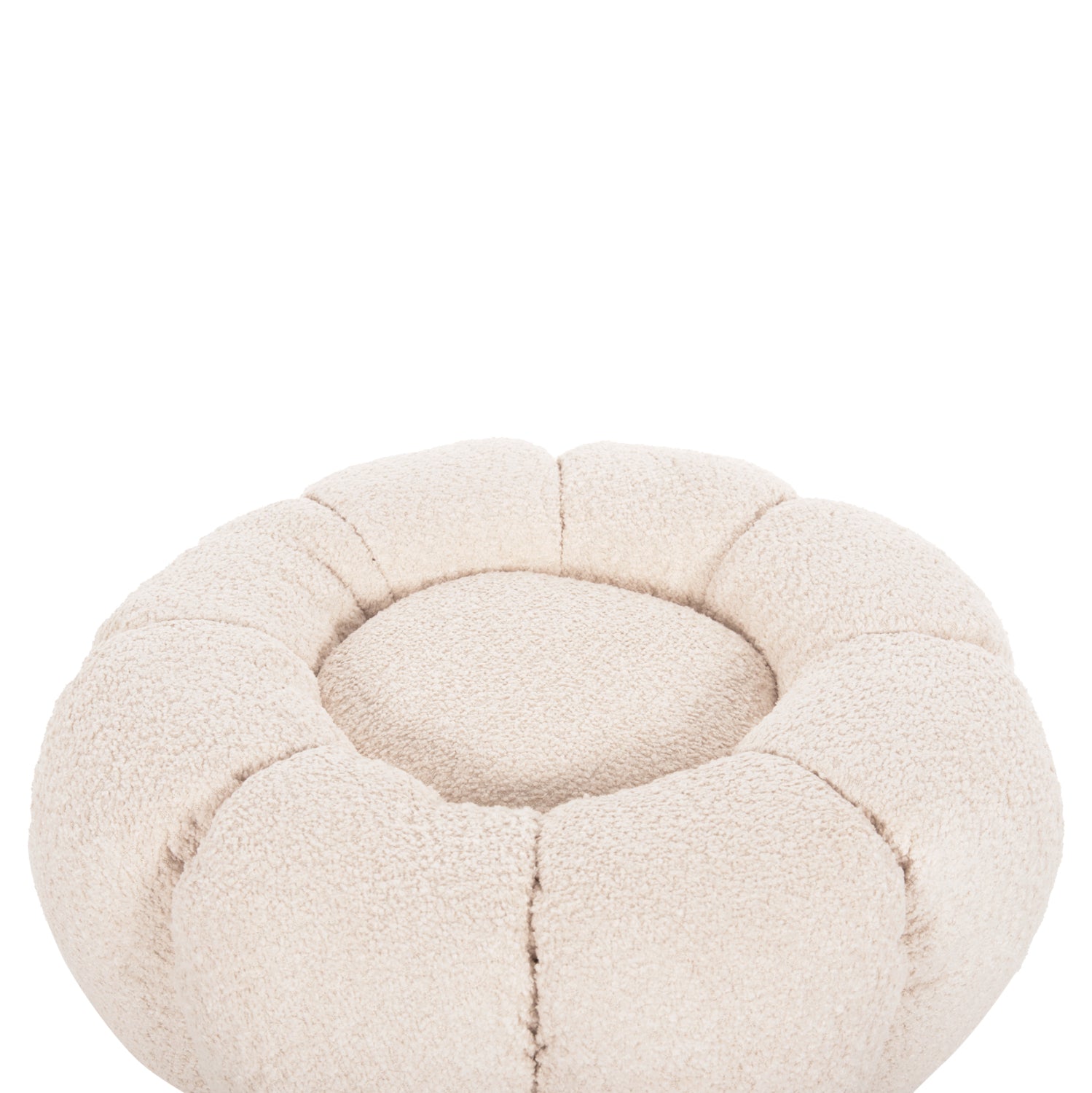 SET SWIVELLING ARMCHAIR WITH ROUND STOOL GRYMM HM10928.06 ECRU BOUCLE FABRIC