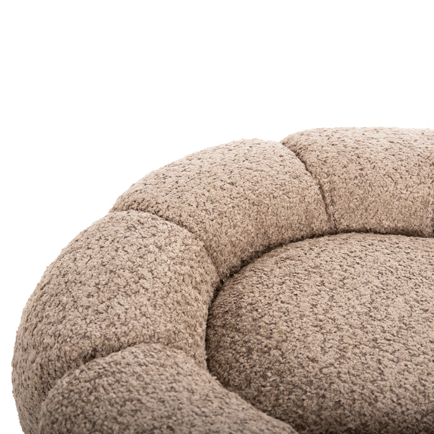 SET SWIVELLING ARMCHAIR WITH ROUND STOOL GRYMM HM10928.08 BROWNISH BEIGE BOUCLE FABRIC