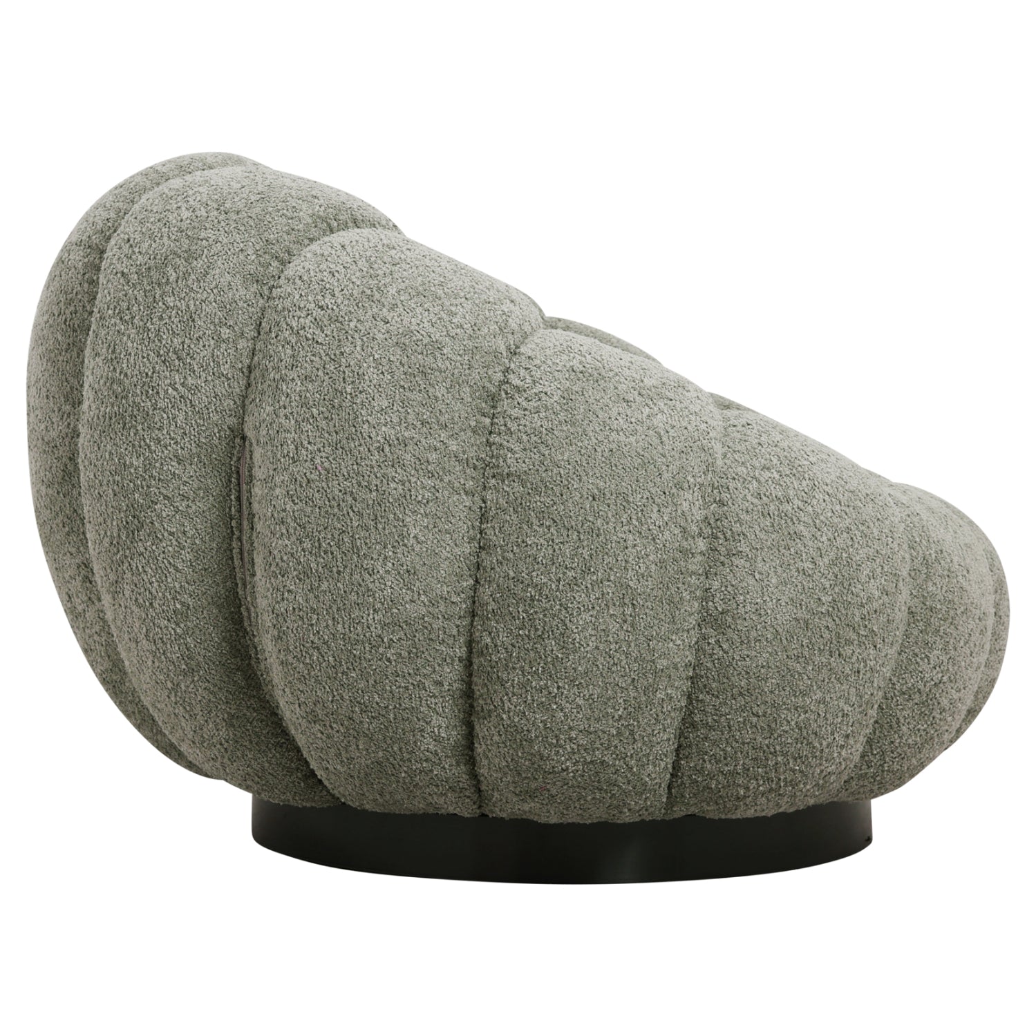 SET SWIVELLING ARMCHAIR WITH ROUND STOOL GRYMM HM10928.05 PISTACHIO GREEN BOUCLE FABRIC