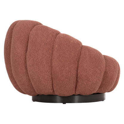 SET SWIVELLING ARMCHAIR WITH ROUND STOOL GRYMM HM10928.02 PINK BOUCLE FABRIC
