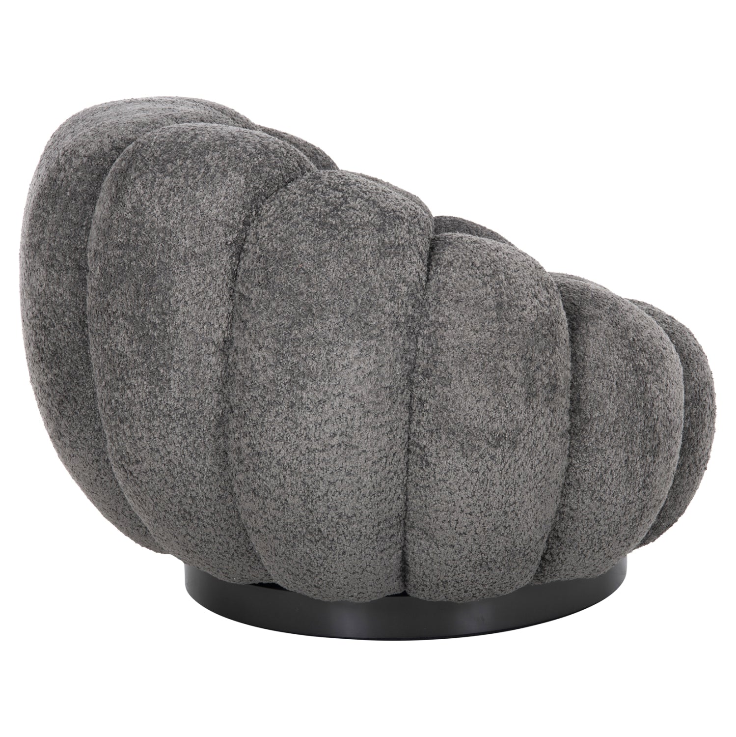 SET SWIVELLING ARMCHAIR WITH ROUND STOOL GRYMM HM10928.01 GREY BOUCLE FABRIC