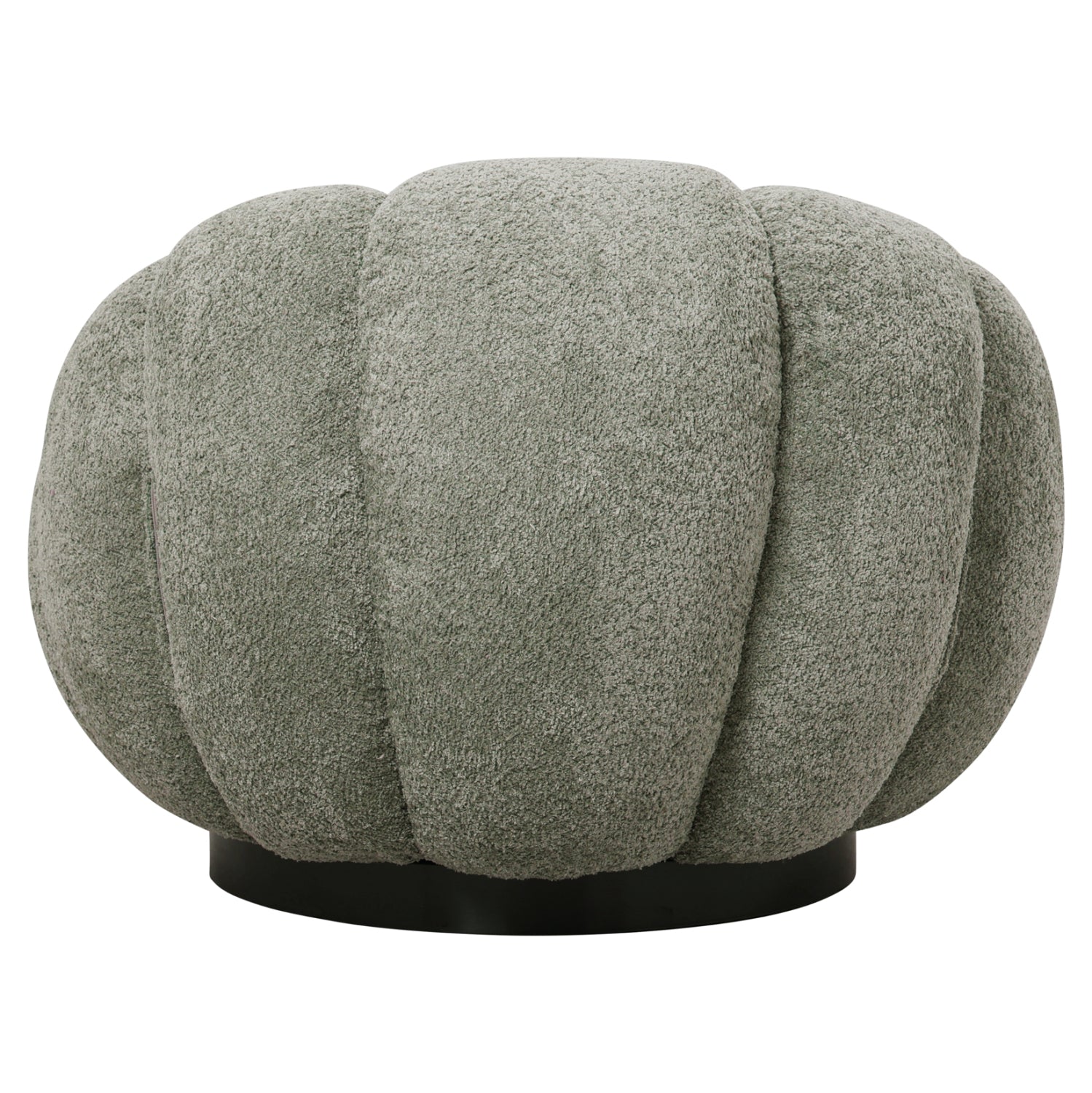 SET SWIVELLING ARMCHAIR WITH ROUND STOOL GRYMM HM10928.05 PISTACHIO GREEN BOUCLE FABRIC
