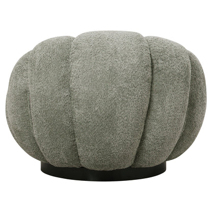 SET SWIVELLING ARMCHAIR WITH ROUND STOOL GRYMM HM10928.05 PISTACHIO GREEN BOUCLE FABRIC
