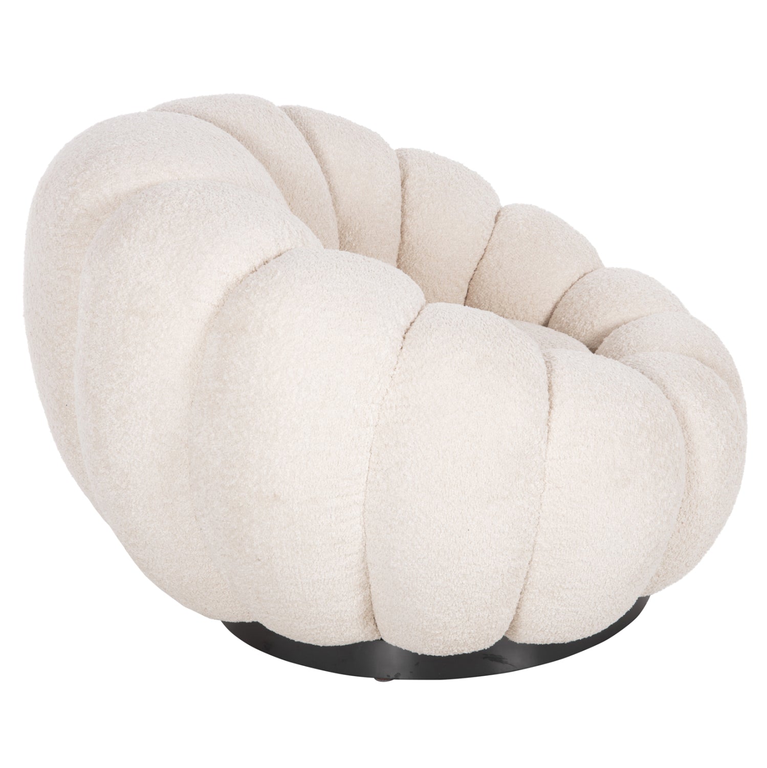 SET SWIVELLING ARMCHAIR WITH ROUND STOOL GRYMM HM10928.06 ECRU BOUCLE FABRIC