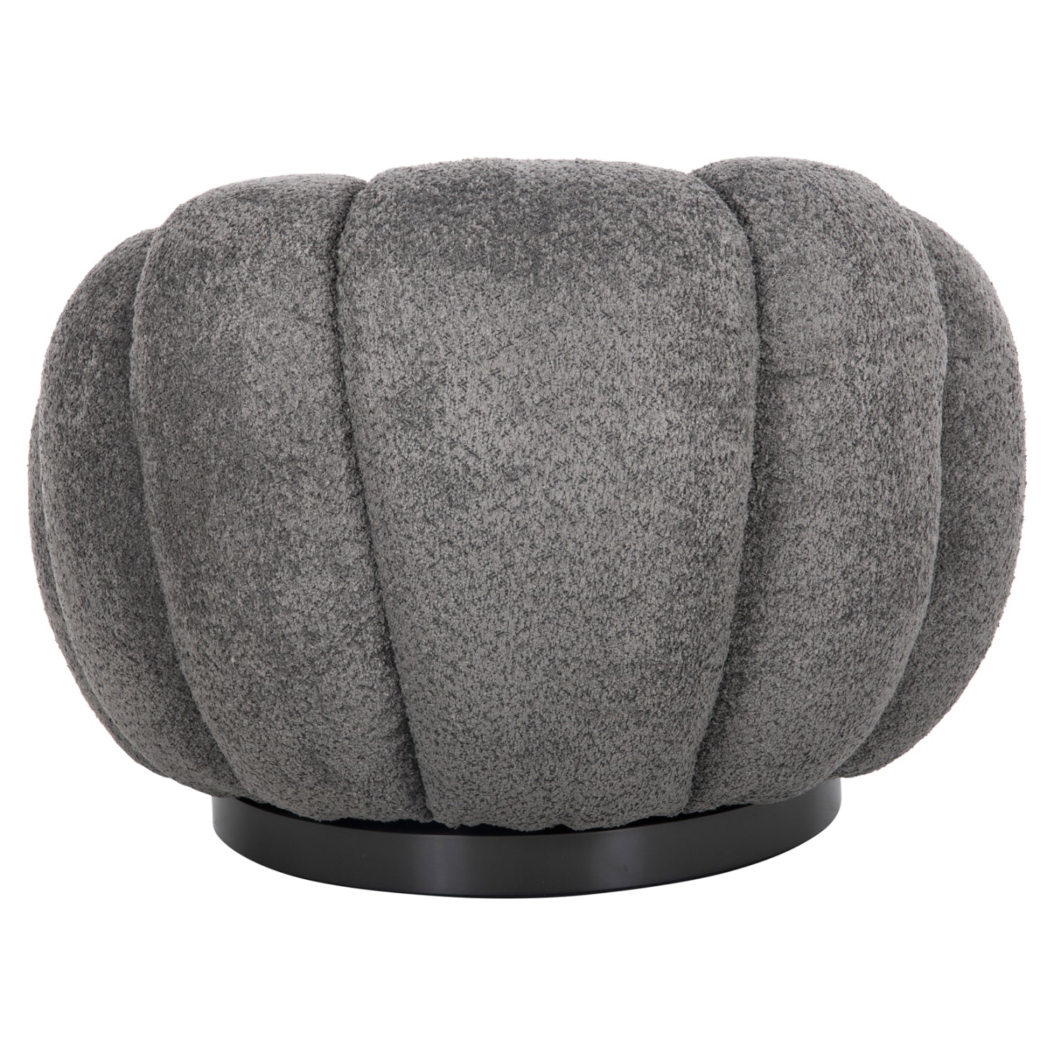 SET SWIVELLING ARMCHAIR WITH ROUND STOOL GRYMM HM10928.01 GREY BOUCLE FABRIC