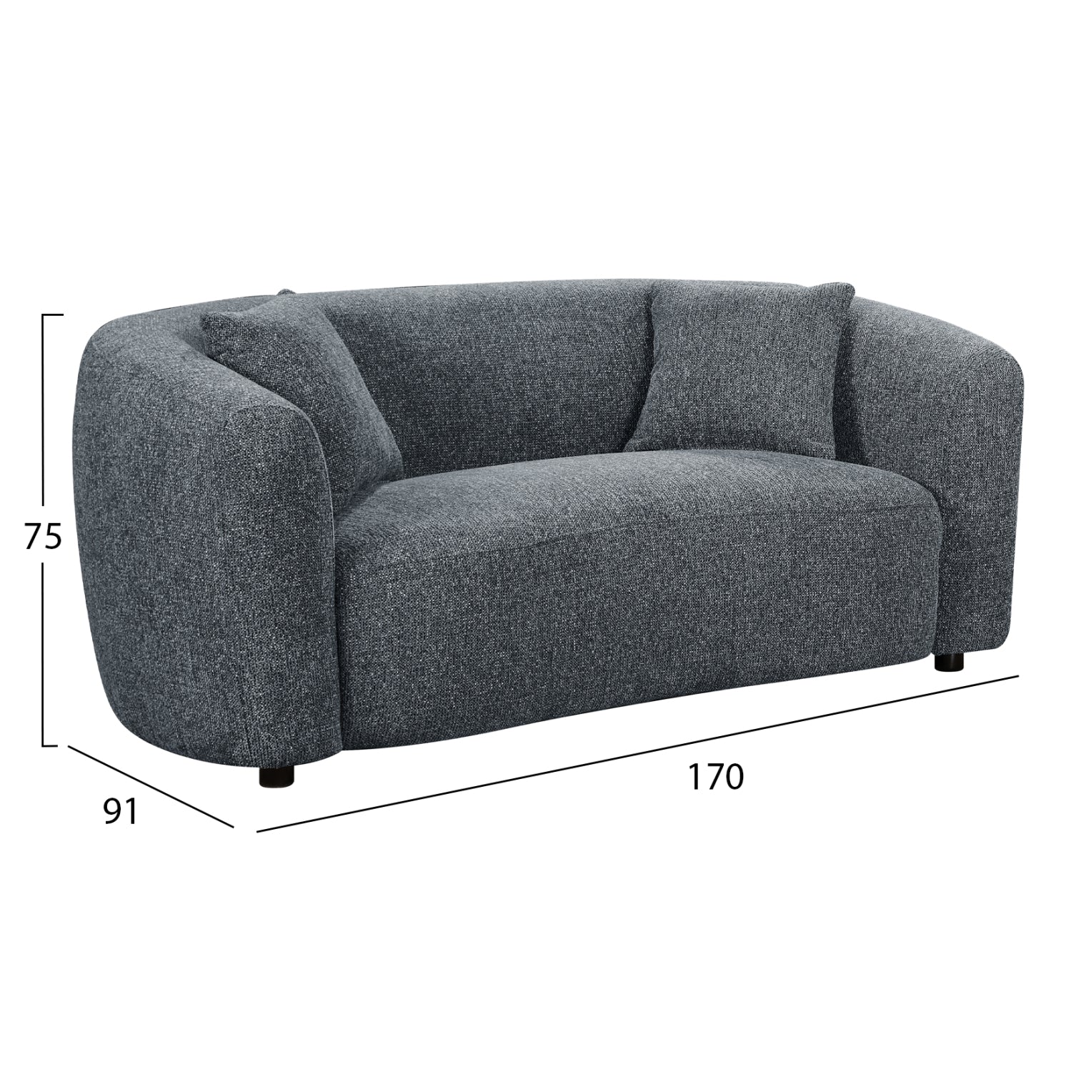 SOFA SET 2PCS NORD HM10811.01 GREY FABRIC