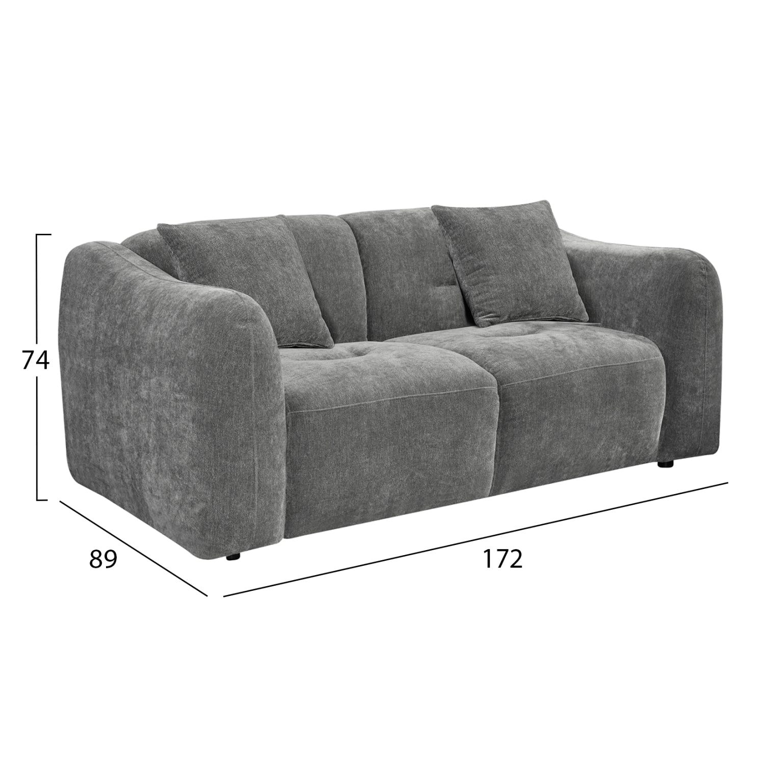 SOFA SET 2PCS JUNOA HM10819.01 GREY FABRIC