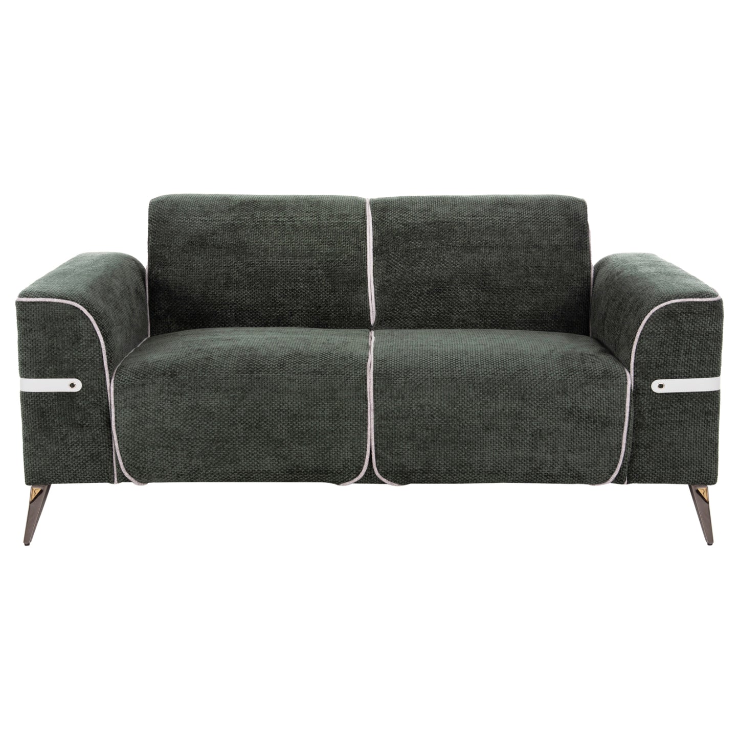 SOFA SET 2PCS FERIN HM6070.03 GREEN FABRIC WITH METAL LEGS