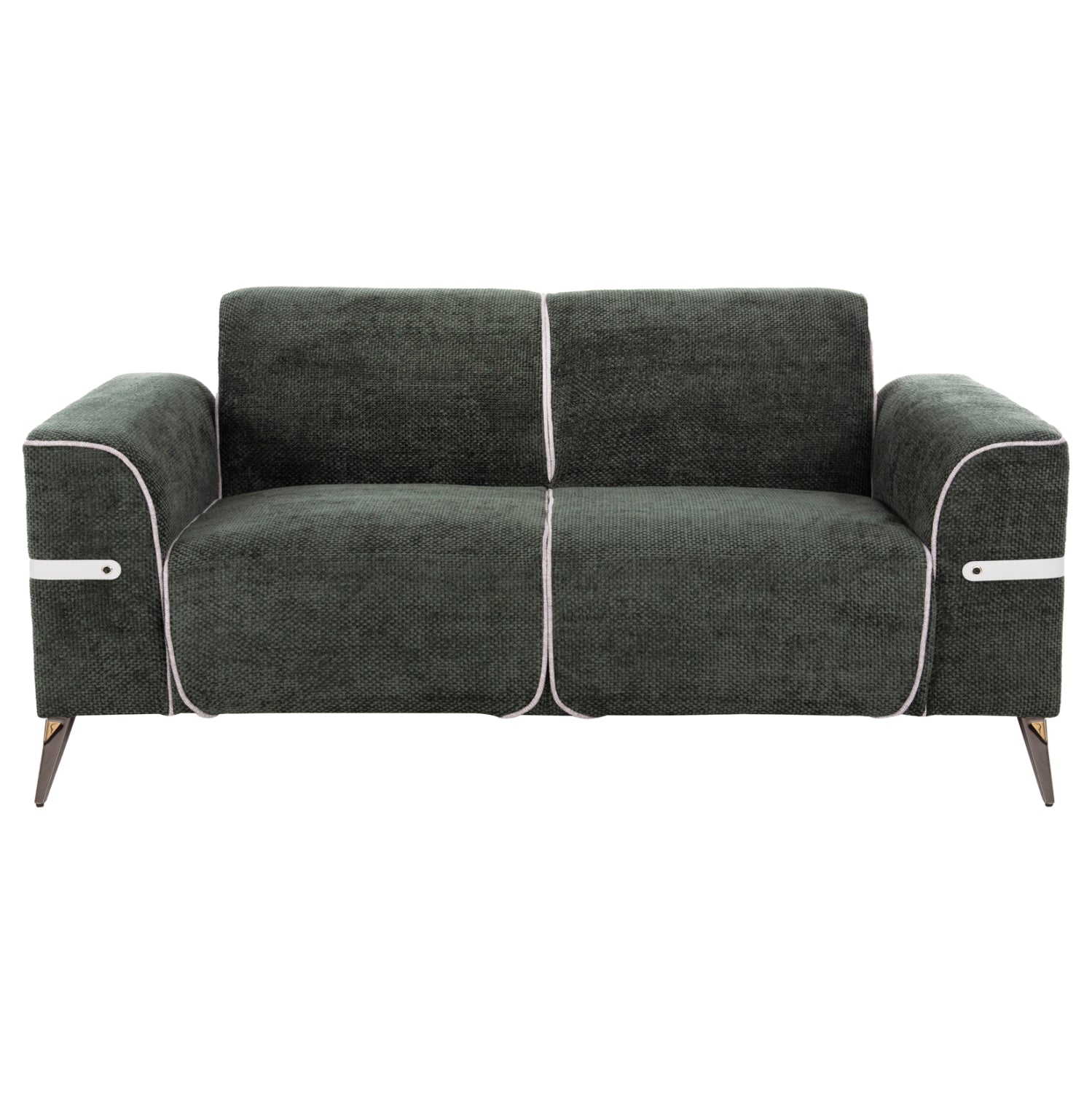 SOFA SET 2PCS FERIN HM6070.03 GREEN FABRIC WITH METAL LEGS