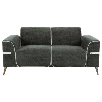 SOFA SET 2PCS FERIN HM6070.03 GREEN FABRIC WITH METAL LEGS