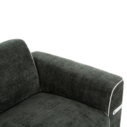 SOFA SET 2PCS FERIN HM6070.03 GREEN FABRIC WITH METAL LEGS