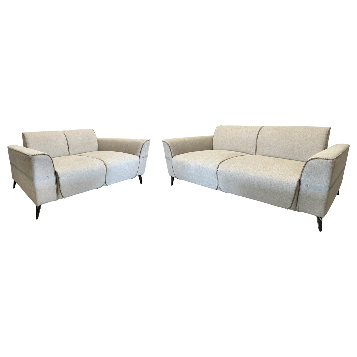 SOFA SET 2PCS FERIN HM6070.12 ECRU FABRIC WITH METAL LEGS