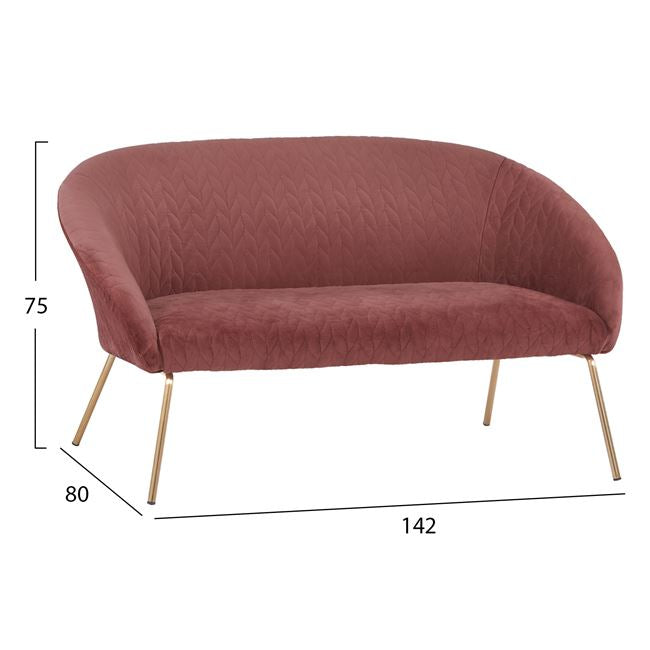 LIVING ROOM SET 2PCS HM11253.02 FROM VELVET DUSTY PIINK WITH GOLD LEGS