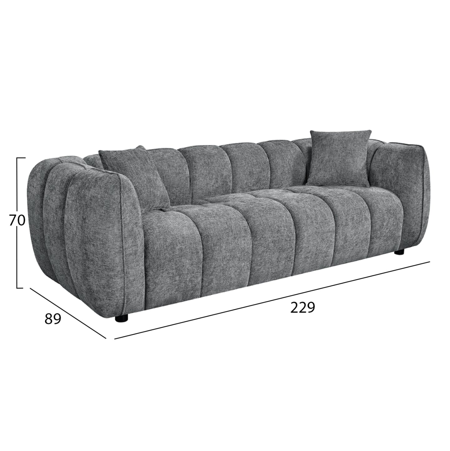 SOFA SET 2-SEATER & 3-SEATER LYKKE HM10812.01 GREY FABRIC
