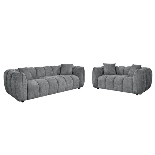 SOFA SET 2-SEATER & 3-SEATER LYKKE HM10812.01 GREY FABRIC