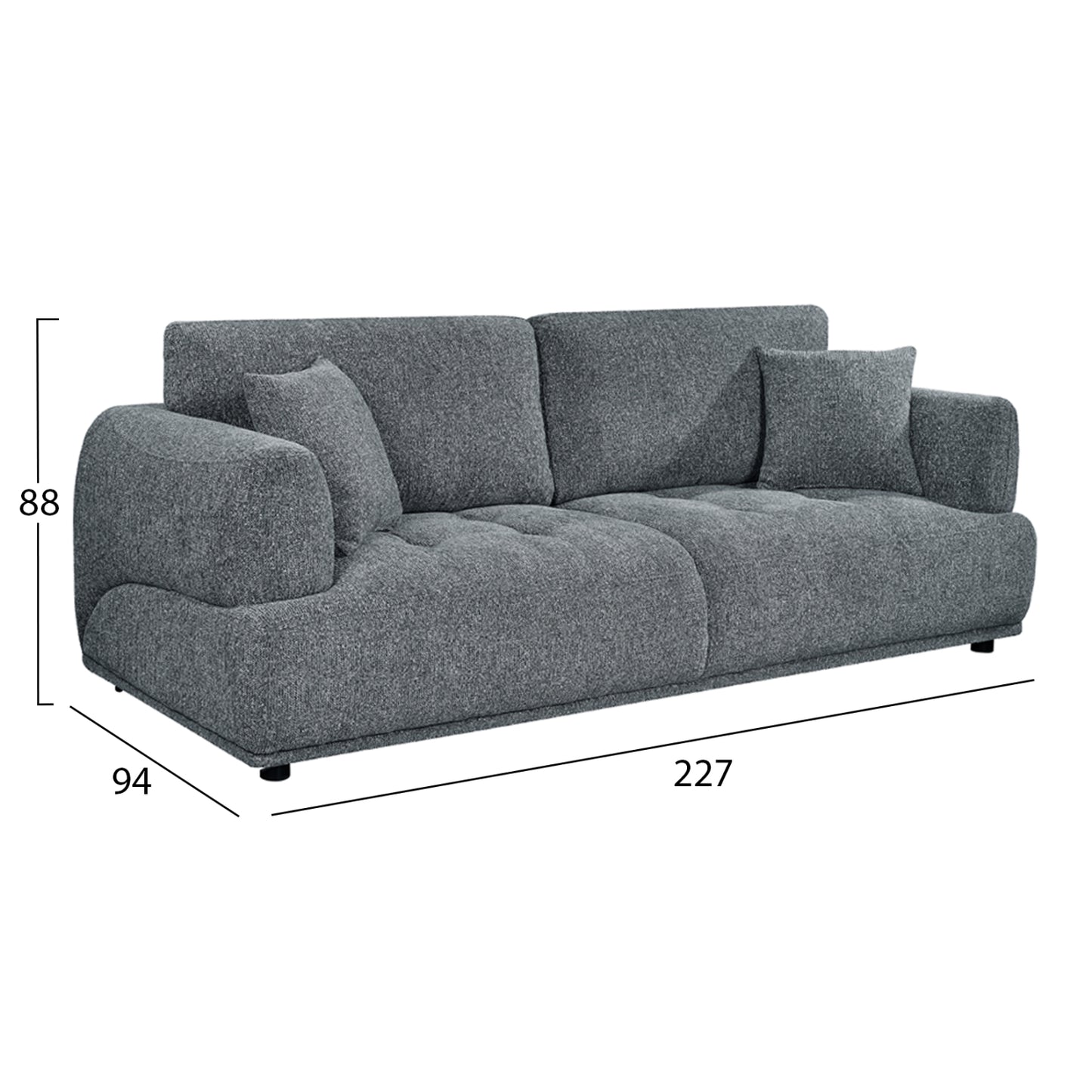 SOFA SET 2-SEATER & 3-SEATER STRUCTO ΗΜ10817.01 GREY FABRIC