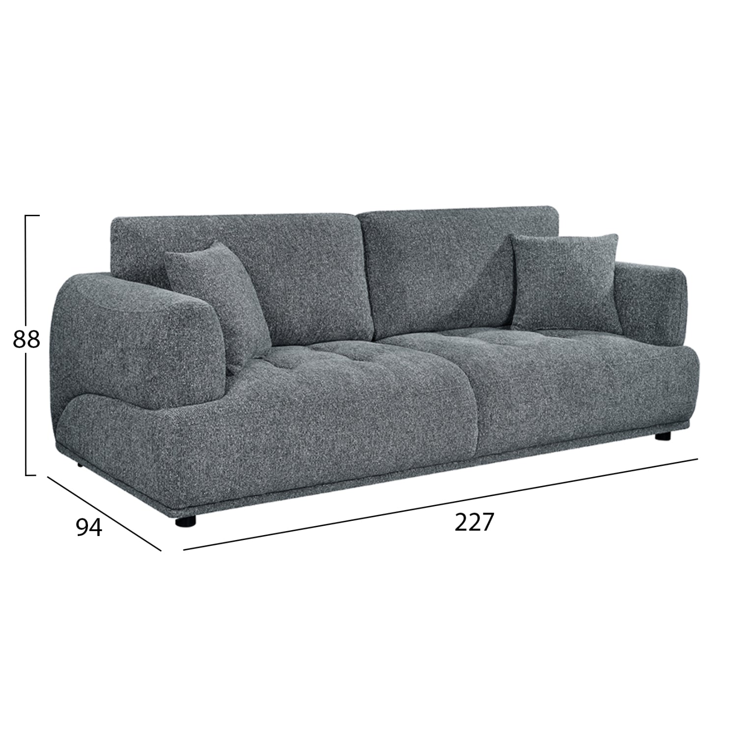 SOFA SET 2-SEATER & 3-SEATER STRUCTO ΗΜ10817.01 GREY FABRIC