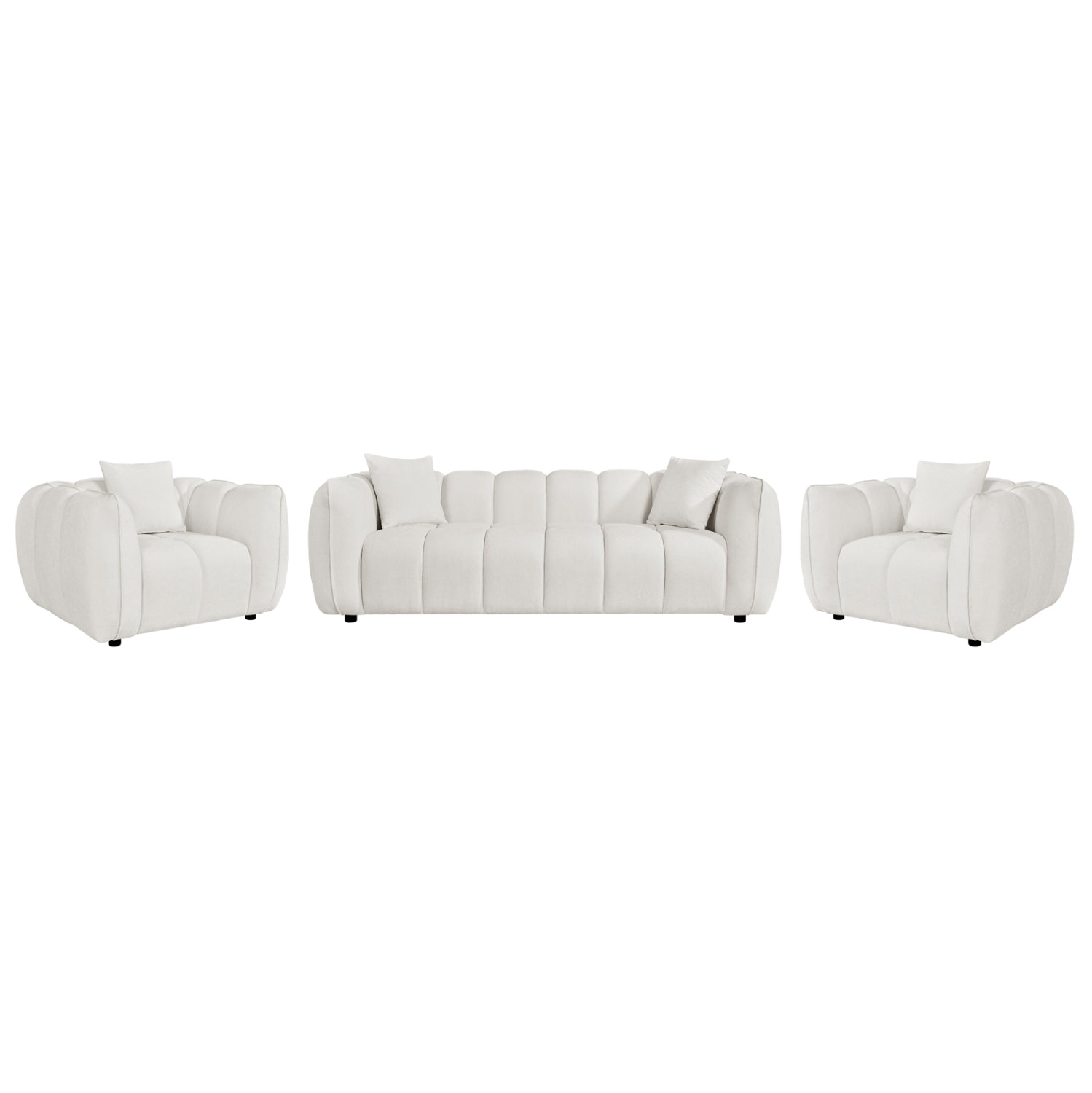 INDOOR LOUNGE SET ARMCHAIRS & 3-SEATER FB910813.02 ECRU FABRIC
