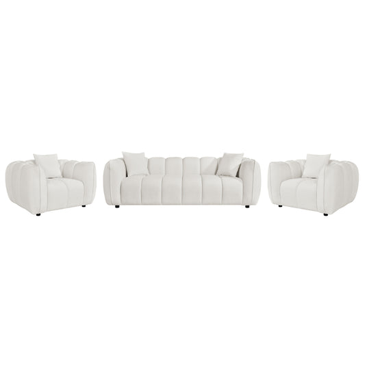 INDOOR LOUNGE SET ARMCHAIRS & 3-SEATER FB910813.02 ECRU FABRIC