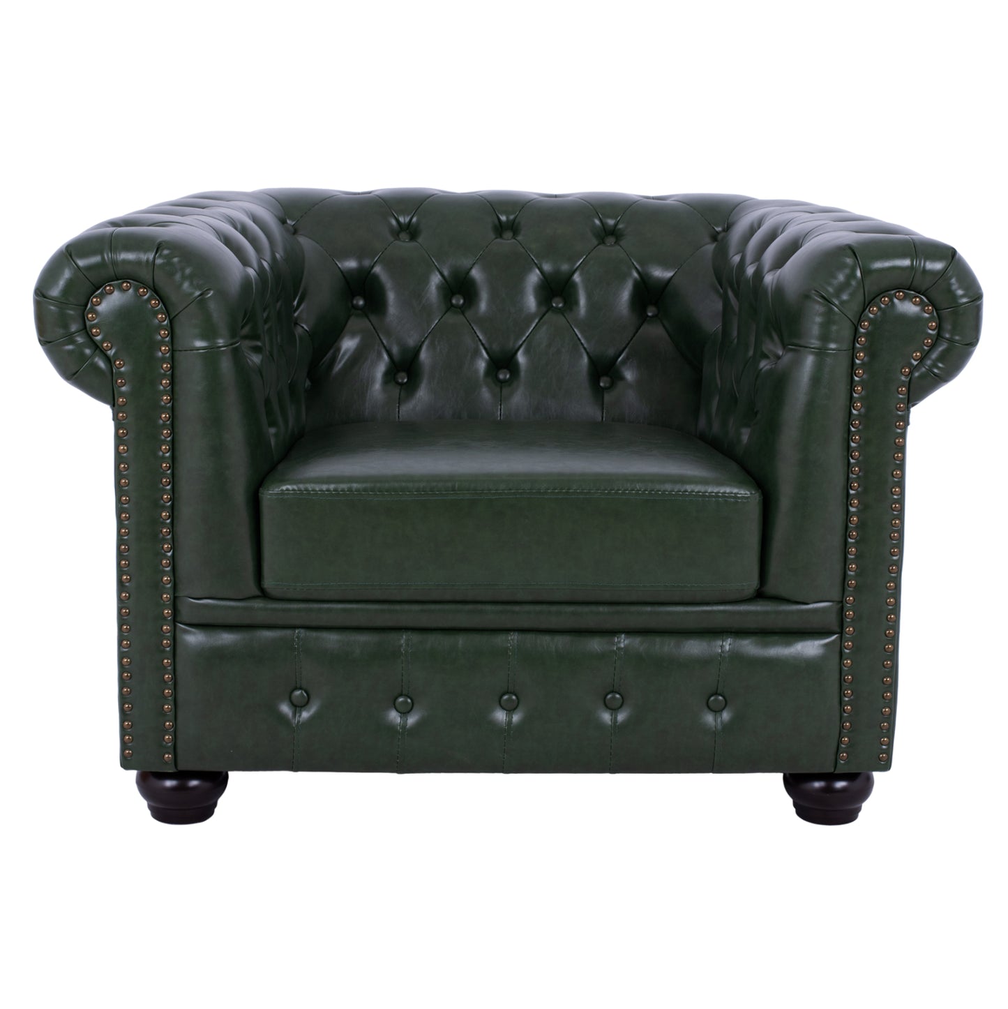 LIVING ROOM SET 3PCS MOBAR HM10912.08 PU LEATHER T.CHESTERFIELD--CYPRESS GREEN