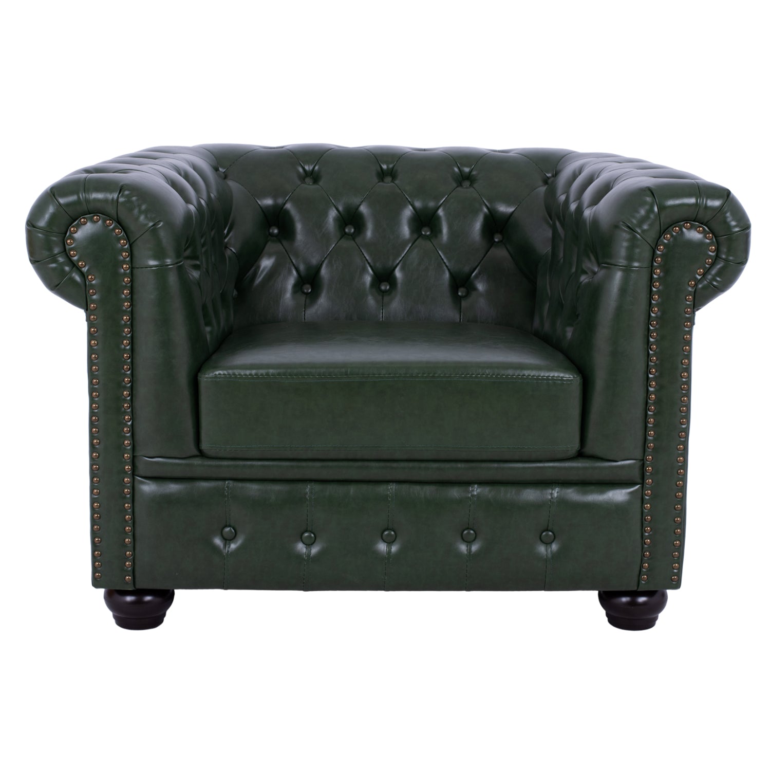 LIVING ROOM SET 3PCS MOBAR HM10912.08 PU LEATHER T.CHESTERFIELD--CYPRESS GREEN