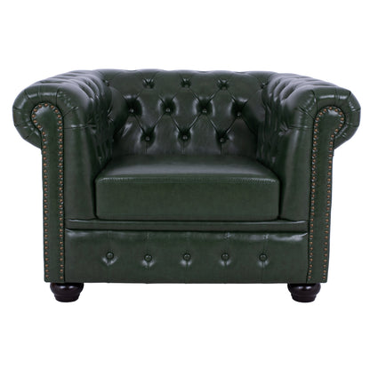 LIVING ROOM SET 3PCS MOBAR HM10912.08 PU LEATHER T.CHESTERFIELD--CYPRESS GREEN