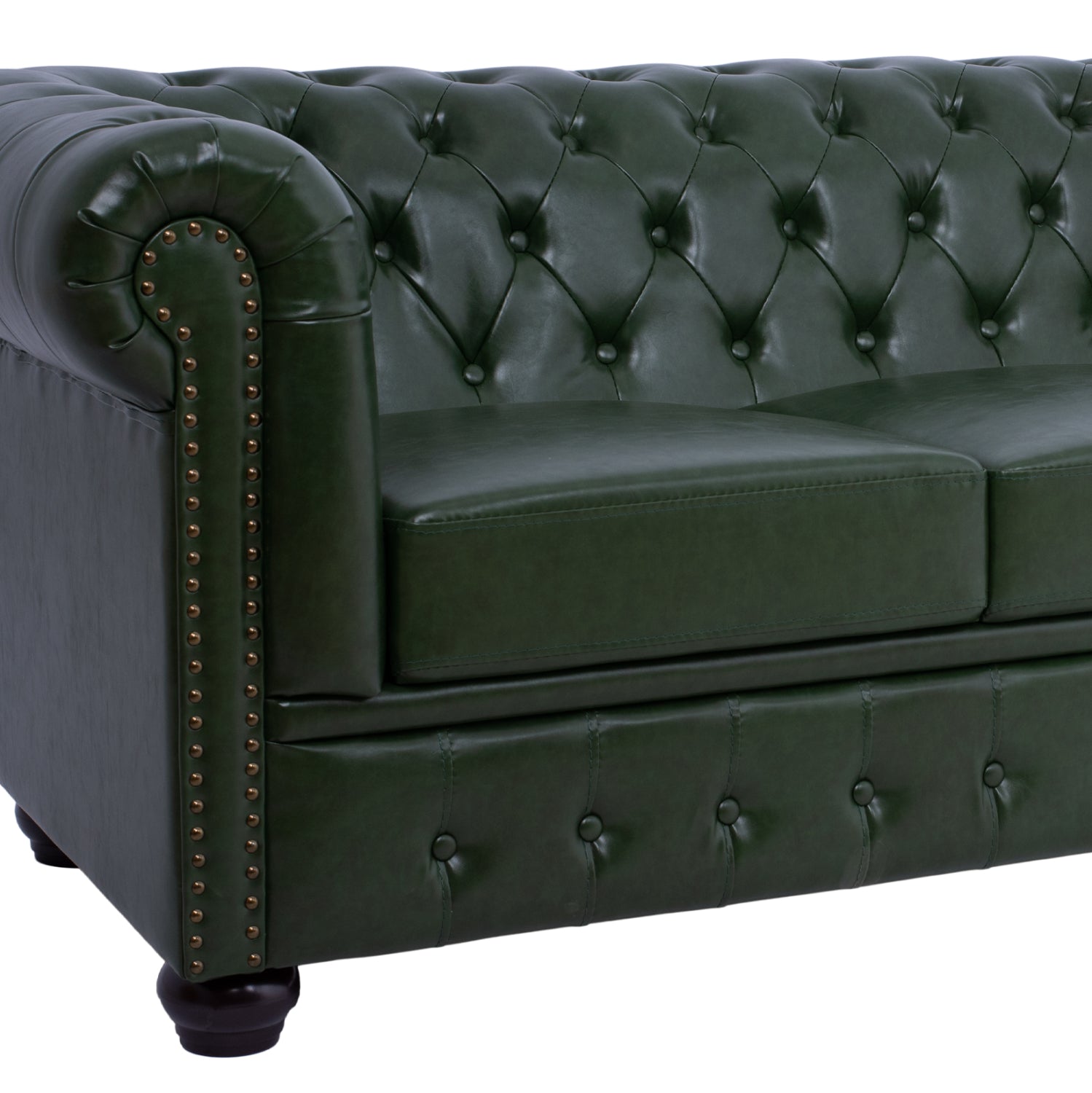 LIVING ROOM SET 3PCS MOBAR HM10912.08 PU LEATHER T.CHESTERFIELD--CYPRESS GREEN