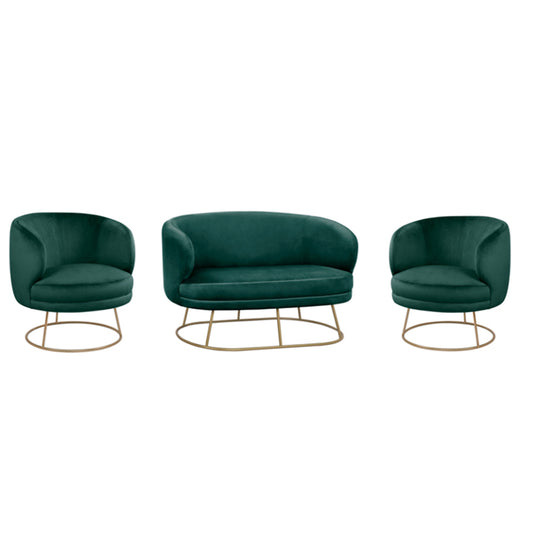LIVING ROOM 3PCS SET ARIEN HM11051.03 CYPRESS GREEN VELVET-GOLD BASES