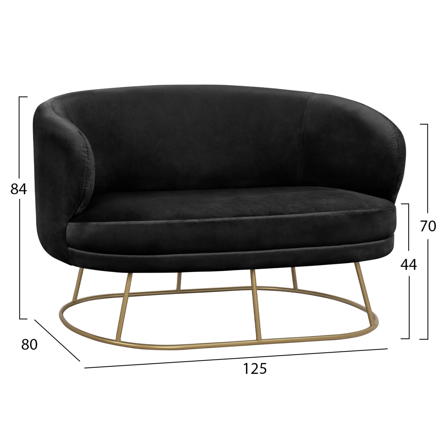 LIVING ROOM 3PCS SET ARIEN HM11051.04 BLACK VELVET-GOLD BASES