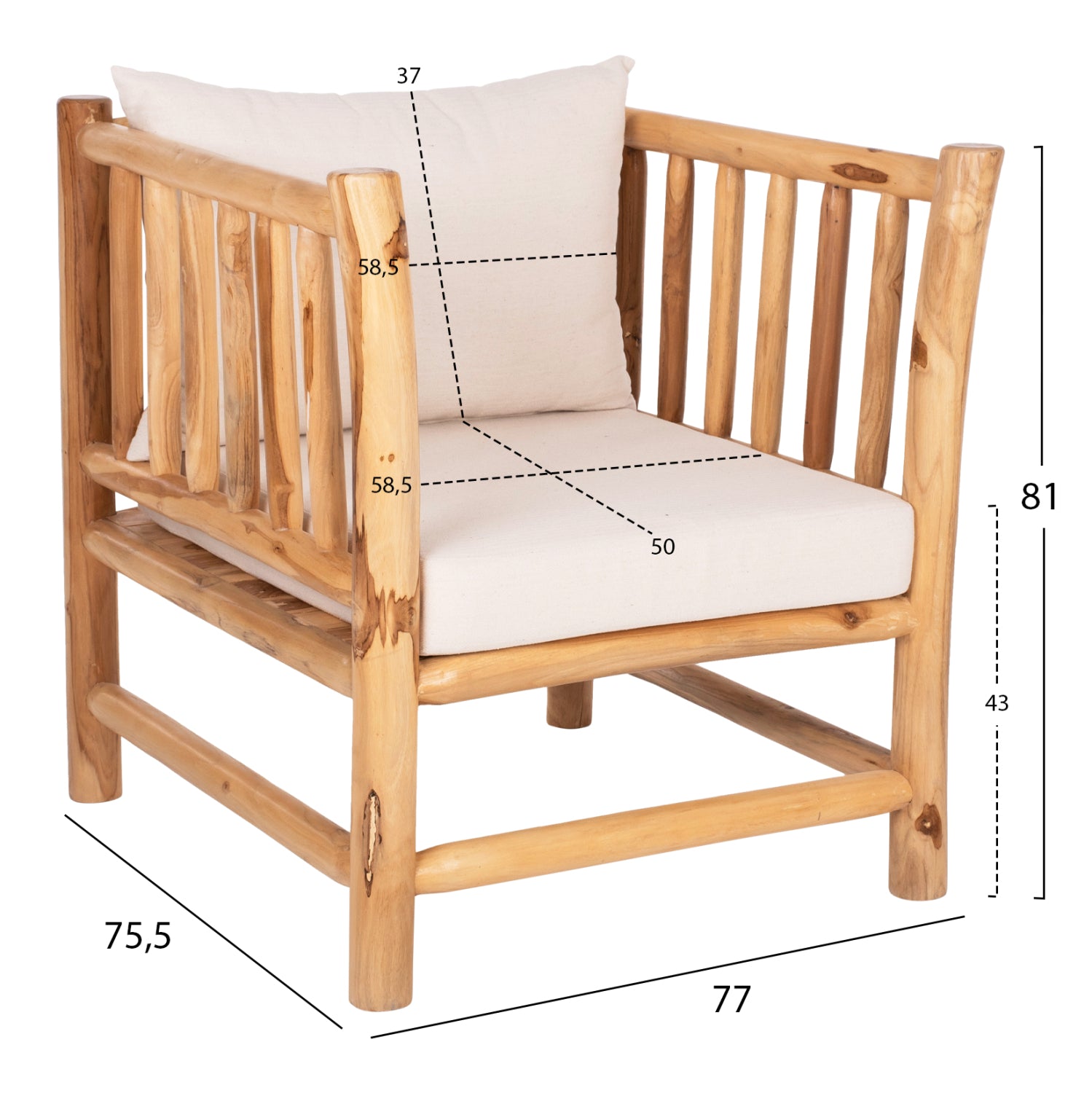 OUTDOOR LOUNGE SET 4PCS EDDARD HM9340 SOLID TEAK NATURAL-WHITE