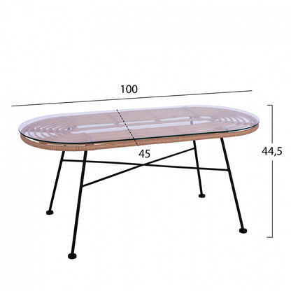 Set metallic for outdoor spaces 4 pieces Allegra HM5460 Wicker in beige color