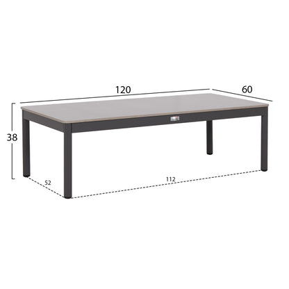 OUTDOOR LOUNGE SET 4PCS SONDRA HM6251.01 ALUMINUM-ROPE-CUSHIONS IN GREY
