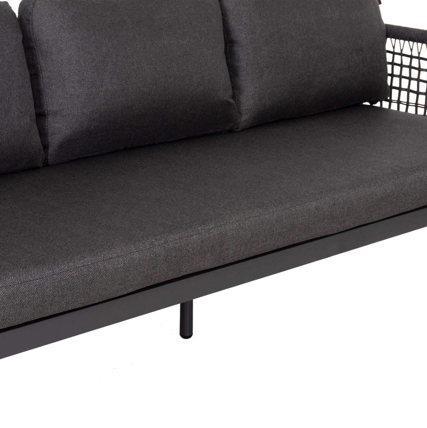 OUTDOOR LOUNGE SET 4PCS SONDRA HM6251.01 ALUMINUM-ROPE-CUSHIONS IN GREY