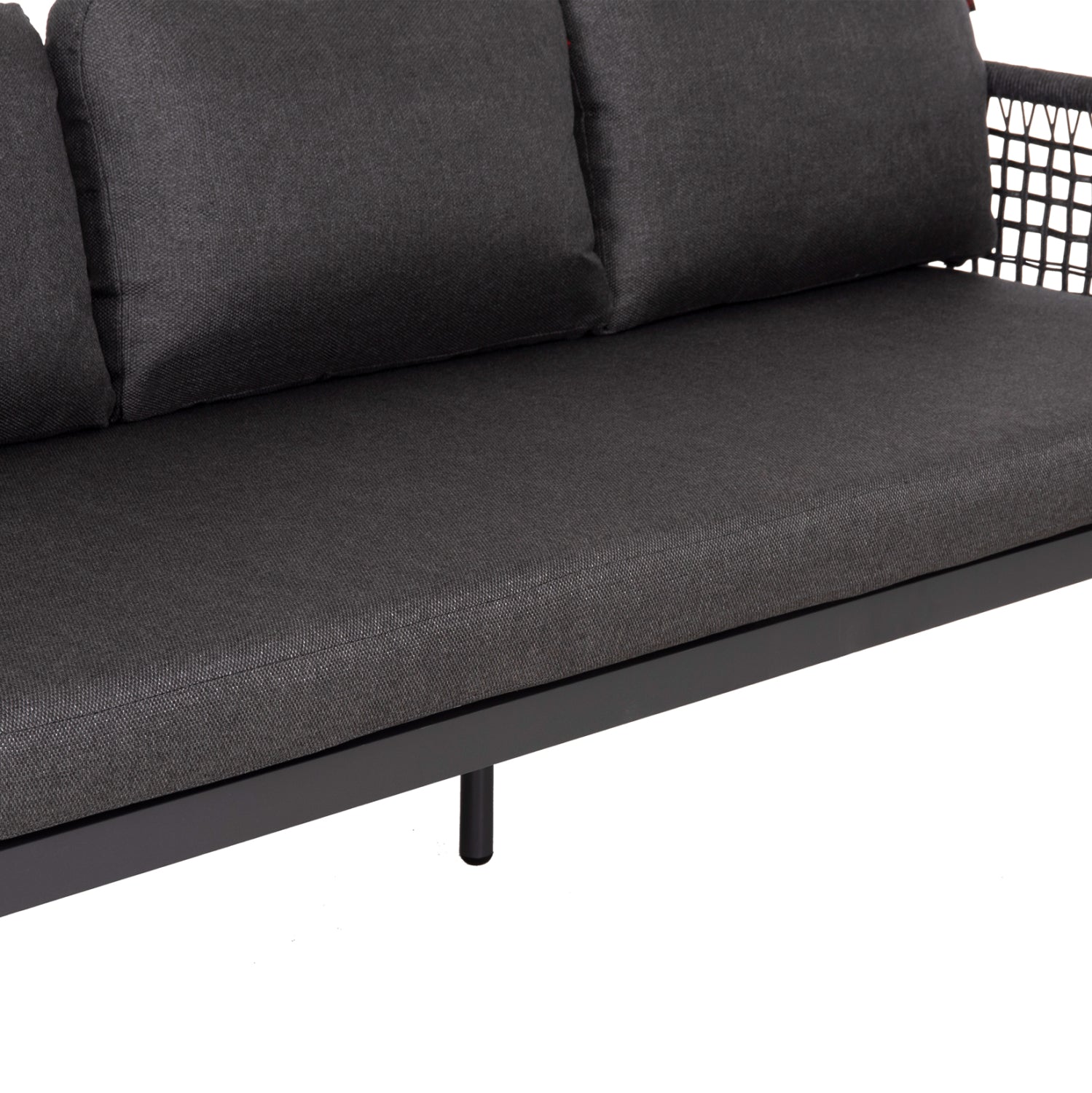 OUTDOOR LOUNGE SET 4PCS SONDRA HM6251.01 ALUMINUM-ROPE-CUSHIONS IN GREY