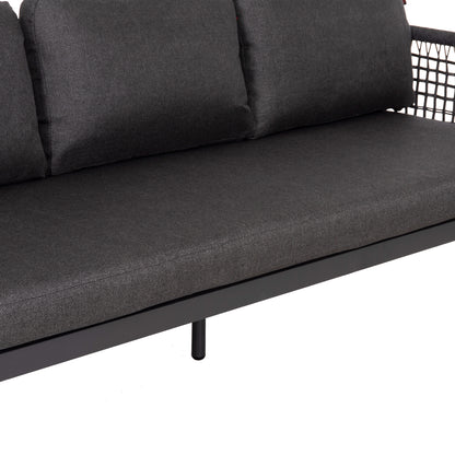 OUTDOOR LOUNGE SET 4PCS SONDRA HM6251.01 ALUMINUM-ROPE-CUSHIONS IN GREY