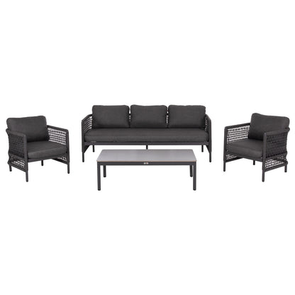 OUTDOOR LOUNGE SET 4PCS SONDRA HM6251.01 ALUMINUM-ROPE-CUSHIONS IN GREY