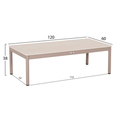 OUTDOOR LOUNGE SET 4PCS SONDRA HM6251.02 ALUMINUM & ROPE IN CAPPUCCINO--CUSHIONS IN BEIGE