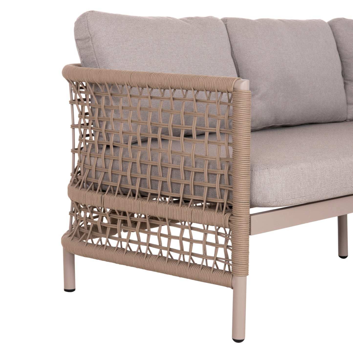 OUTDOOR LOUNGE SET 4PCS SONDRA HM6251.02 ALUMINUM & ROPE IN CAPPUCCINO--CUSHIONS IN BEIGE