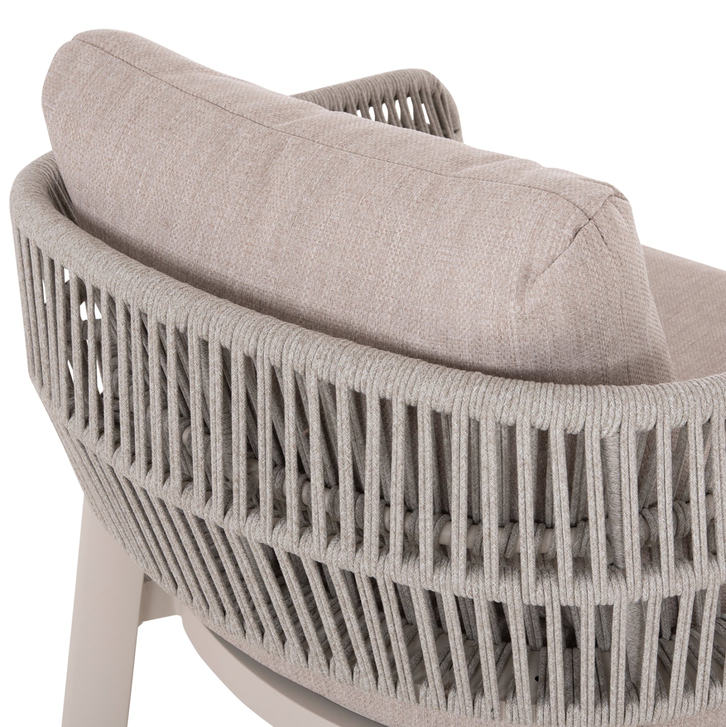 OUTDOOR LOUNGE SET 4PCS MAHAL HM6424.02 CREAM WHITE ALUMINUM--BEIGE OLEFIN & STRAP ROPE