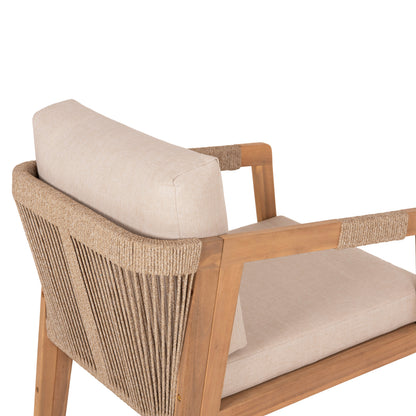 OUTDOOR LOUNGE SET 4PCS SAVANNA HM6442 ACACIA WOOD--ROPE--POLYESTER FABRIC IN BEIGE