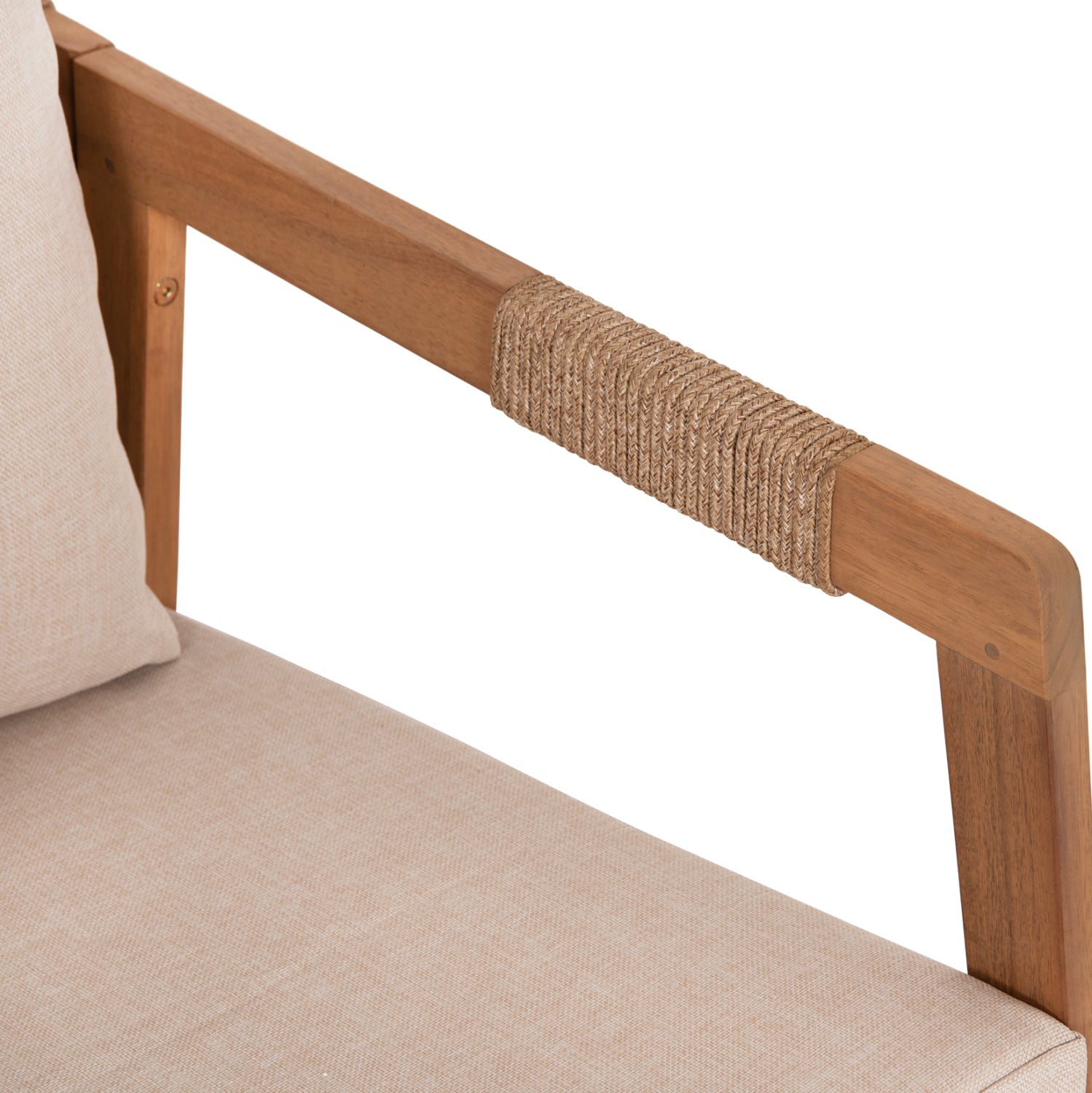 OUTDOOR LOUNGE SET 4PCS SAVANNA HM6442 ACACIA WOOD--ROPE--POLYESTER FABRIC IN BEIGE