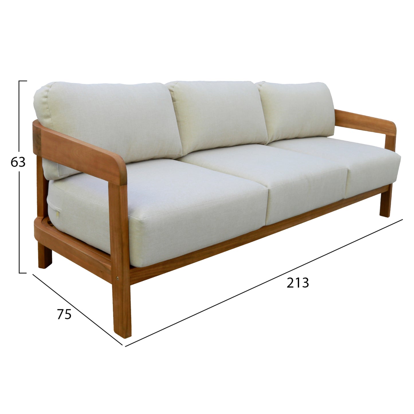 OUTDOOR LOUNGE SET 4PCS SOLARA HM6514 ACACIA WOOD--POLYESTER CUSHIONS COVERS IN ECRU