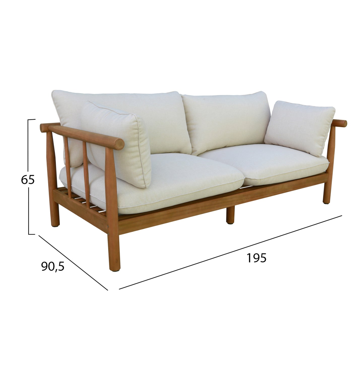 OUTDOOR LOUNGE SET 4PCS ELMORA HM6517 ACACIA WOOD--POLYESTER CUSHIONS COVERS IN ECRU