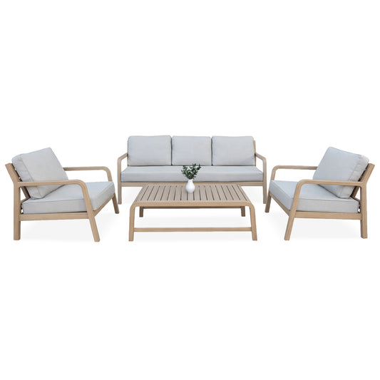 OUTDOOR LOUNGE SET 4PCS PORTIA HM6534 ACACIA WOOD--CUSHION COVERS IN LIGHT BEIGE