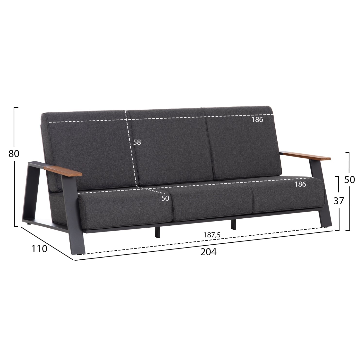OUTDOOR LOUNGE SET 4PCS LAITH HM6551.01 ALUMINUM FRAMES & CUSHIONS IN GREY