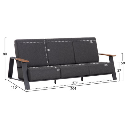 OUTDOOR LOUNGE SET 4PCS LAITH HM6551.01 ALUMINUM FRAMES & CUSHIONS IN GREY
