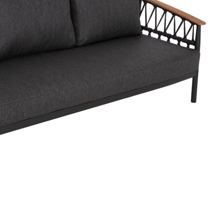 OUTDOOR LOUNGE SET 5PCS STREAM HM6426.01 DARK GREY ALUMINUM-STRAP ROPE- OLEFIN FABRIC