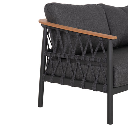 OUTDOOR LOUNGE SET 5PCS STREAM HM6426.01 DARK GREY ALUMINUM-STRAP ROPE- OLEFIN FABRIC