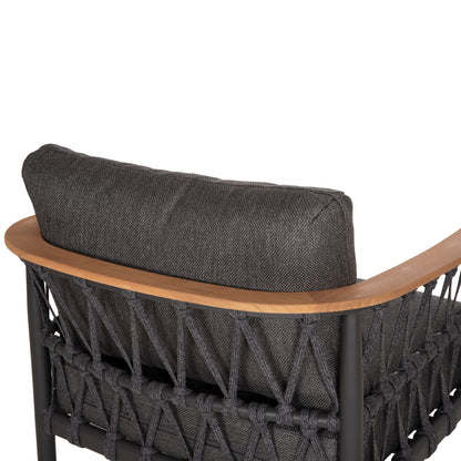 OUTDOOR LOUNGE SET 5PCS STREAM HM6426.01 DARK GREY ALUMINUM-STRAP ROPE- OLEFIN FABRIC